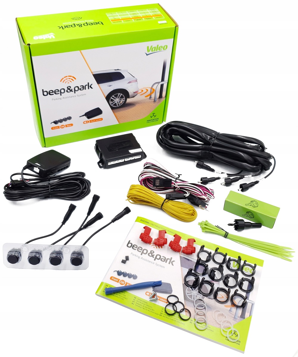 Kit senzori de parcare cu avertizare sonora VALEO 632200, 12V, montare fata/spate, compatibil cu vehicule cu carlige de remorcare (4 buc)