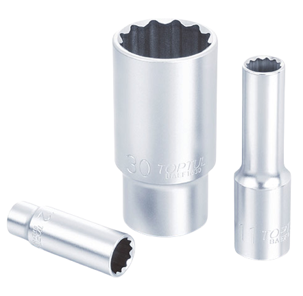 Cheie tubulara lunga TOPTUL, BAEF1624, antrenor pătrat 1/2 inch, profil bi-hexagonal, deschidere 24 mm, crom vanadiu