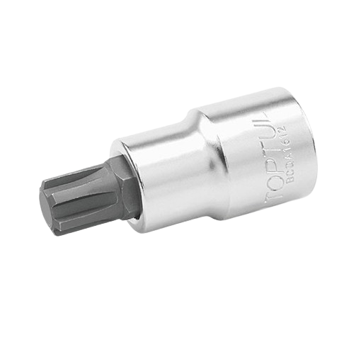 Bit cu profil torx TOPTUL BCQA1612, prindere pătrat 1/2 inch, soclu tubular M12, lungime 55 mm, oțel crom vanadiu