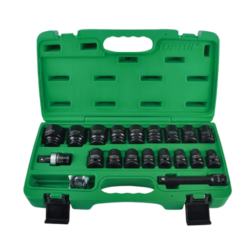 Trusa chei tubulare de impact 27 piese TOPTUL GCAI2701, adaptor + prelungitor chei, prindere 1/2 inch, cutie depozitare