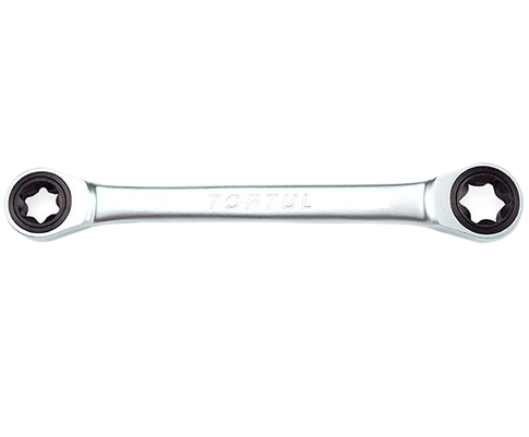 Cheie dublă inelara cu clichet TOPTUL AOAC1012, 72 dinți, profil E-star, deschidere cheie E10xE12 mm, lungime 144 mm, crom vanadiu