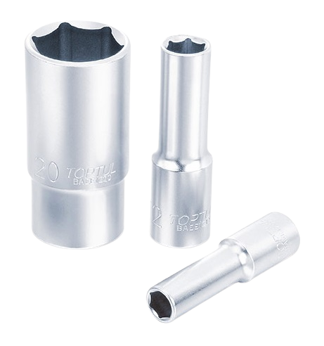 Cheie tubulară TOPTUL BAEE0804 lungă, antrenor pătrat 1/4 inch, profil hexagonal, deschidere cheie 4 mm, crom vanadiu