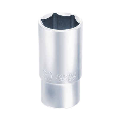 Cheie adâncă tubulară TOPTUL BAEE1218, prindere pătrat 3/8 inch, profil hexagonal, deschidere cheie 18 mm, lungime 63 mm, crom vanadiu