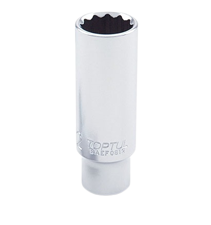 Cheie TOPTUL BAEF0809 tubulara lunga, prindere 1/4 inch, profil bi-hexagonal, deschidere cheie 9 mm, lungime 50 mm, crom vanadiu