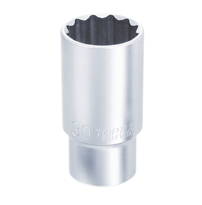 Cheie TOPTUL BAEF1219 tubulara lunga, prindere 3/8 inch, profil bi-hexagonal, deschidere cheie 19 mm, lungime 63 mm, crom vanadiu