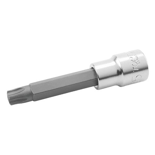 Bit cu prindere patrat 1/2 inch, soclu tubular TOPTUL BCOA1620, profil torx T20, lungime 100 mm, otel crom vanadiu