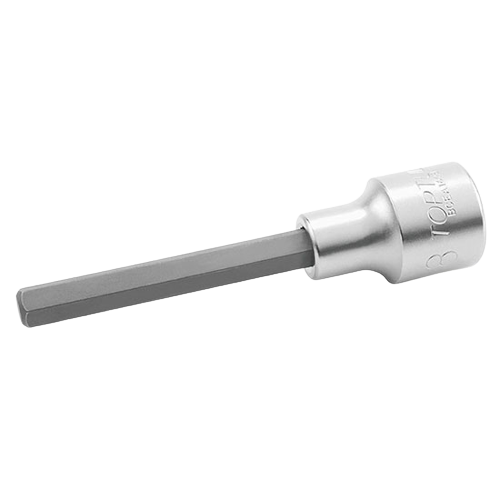 Bit cu profil hexagonal TOPTUL BCEA1608, soclu tubular 8 mm, prindere 1/2 inch, lungime 100 mm, crom vanadiu