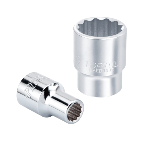 Cheie tubulară TOPTUL BAEB1612, antrenor pătrat 1/2 inch, profil bi-hexagonal, deschidere 12 mm, lungime 38 mm, crom vanadiu