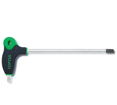 Cheie inbus cu maner T AIED3020 TOPTUL, profil torx, dimensiuni T30, lungime 97x203 mm, crom vanadiu