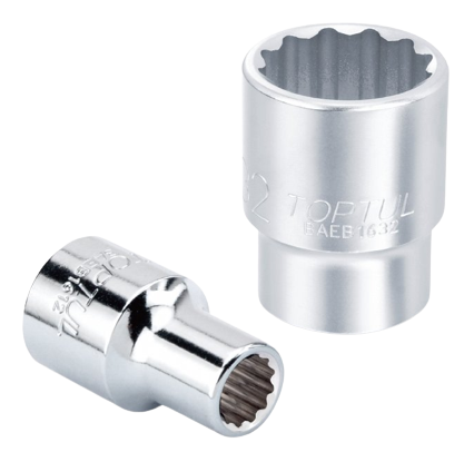 Cheie tubulara BAEB0813 TOPTUL, antrenor patrat 1/4 inch, profil bi-hexagonal, deschidere cheie 13 mm, crom vanadiu