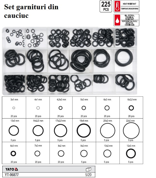 Set 225 piese garnituri din cauciuc