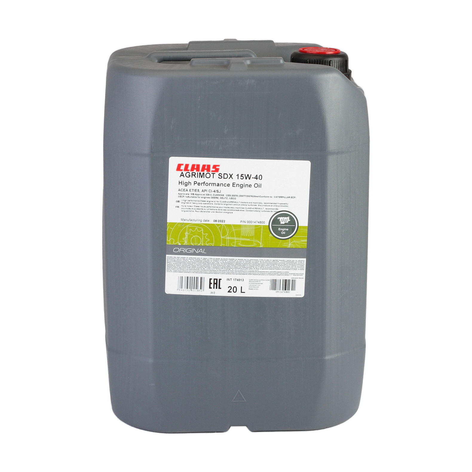 Ulei Claas Agrimot SDX 15W40 20L pentru motor Iveco, Mercedes, Renault, MB