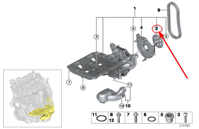 Pinion ulei pentru Bmw Seria 1, Seria 2, Seria 3, Seria 4, Seria 5, X1, X2, X3, X5
