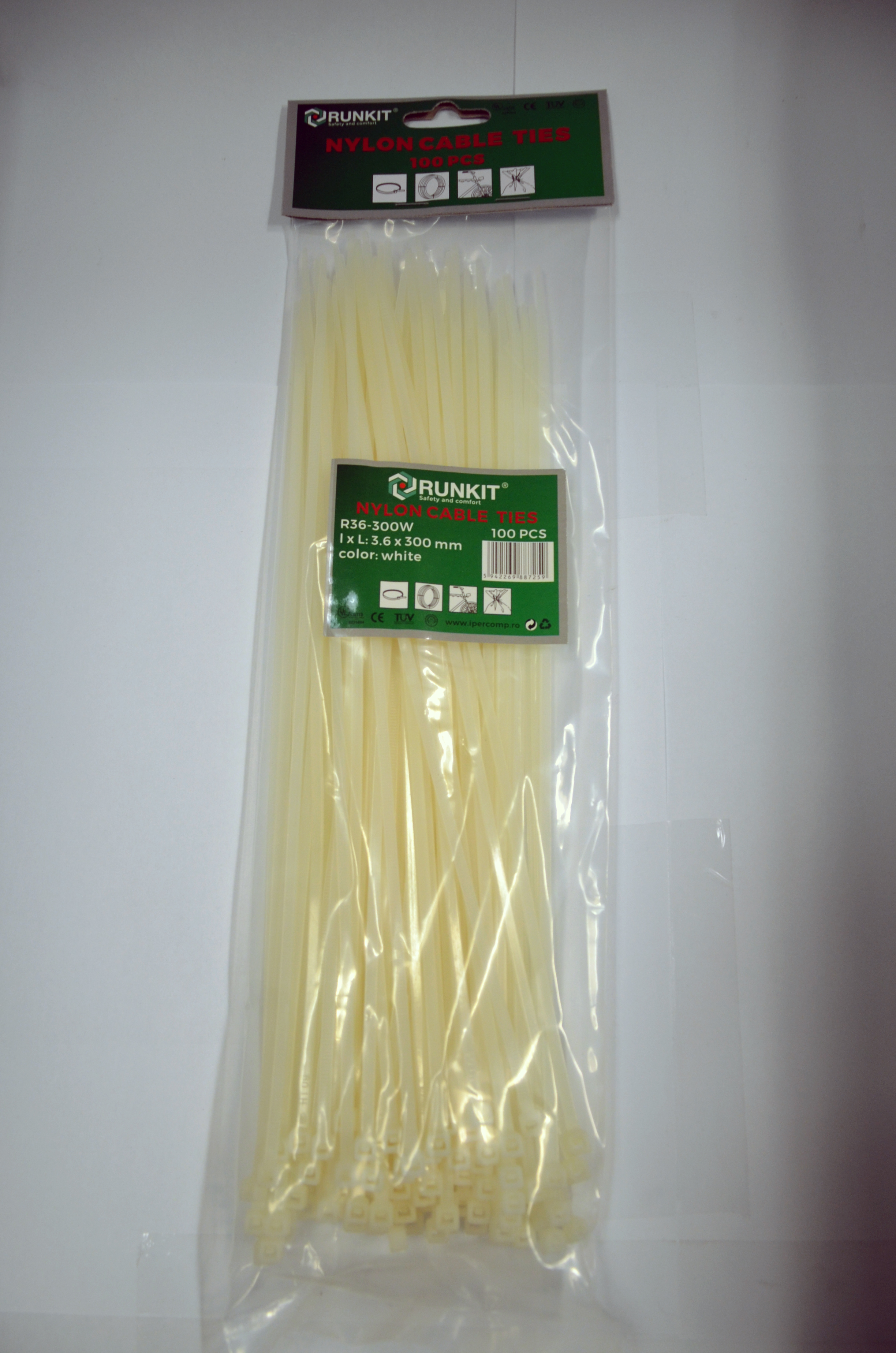 Colier 3.6x370 Alb 100 buc Plastic