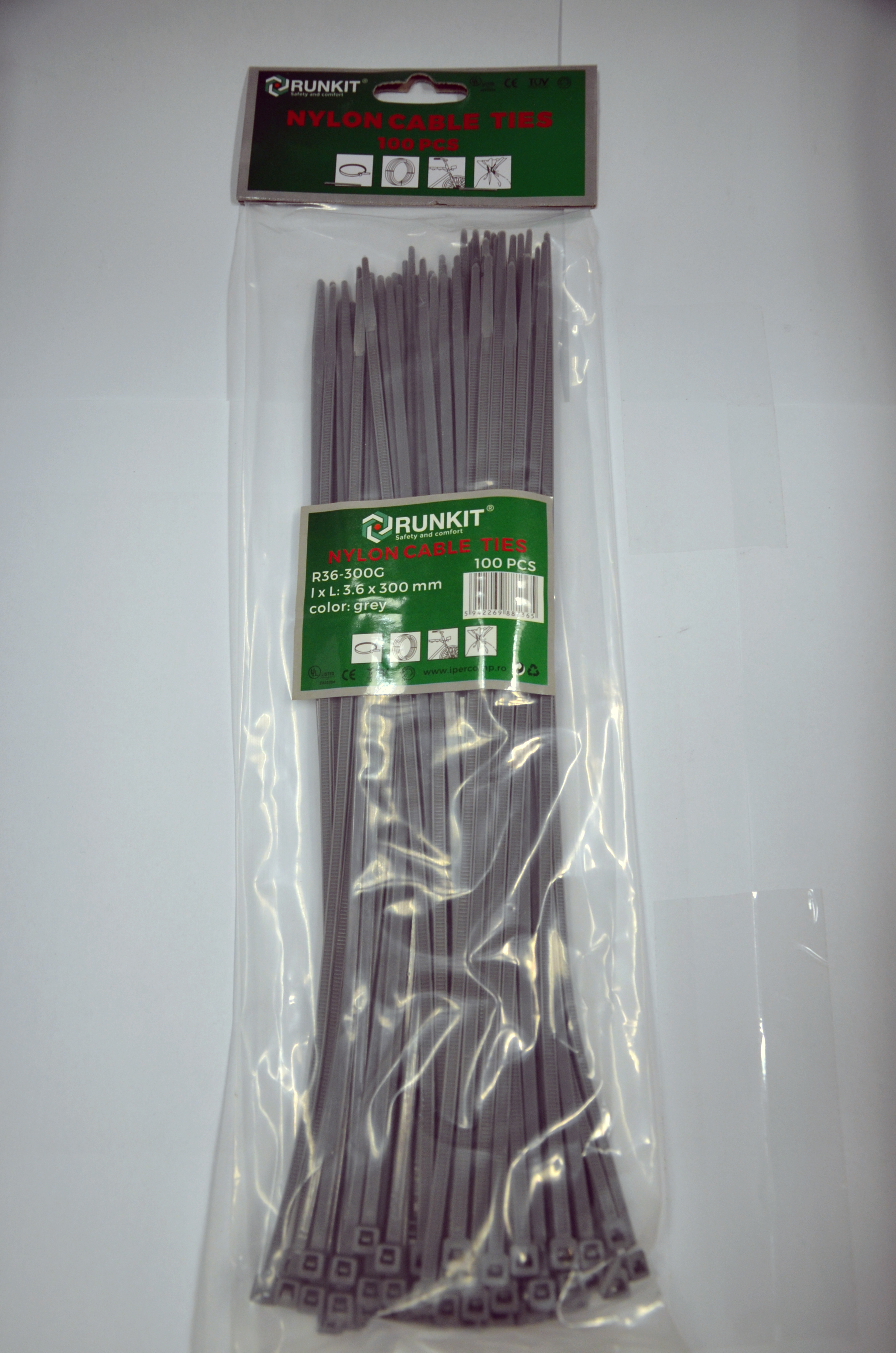 Colier Gri plastic 4.8x380 100 buc