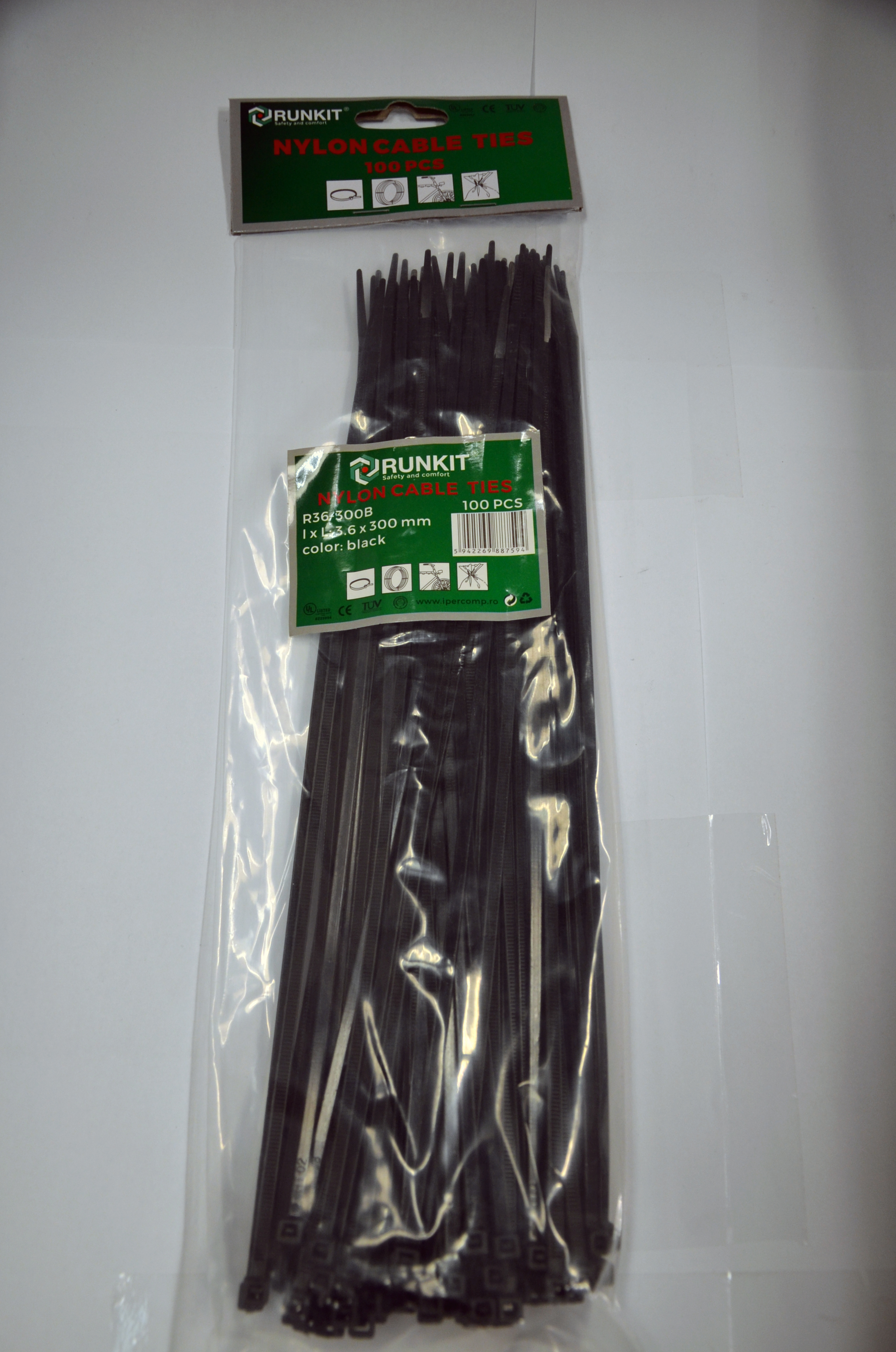 Colier Negru plastic 4.8x370 100 buc