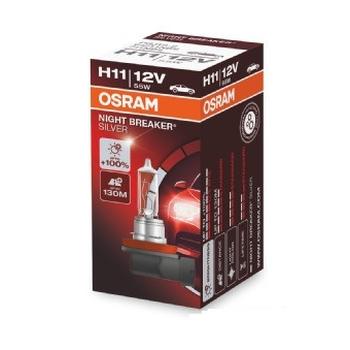 Bec H11 far faza lunga 12 V, 55 W Night Breaker Silver +100, OSRAM 64211NBS