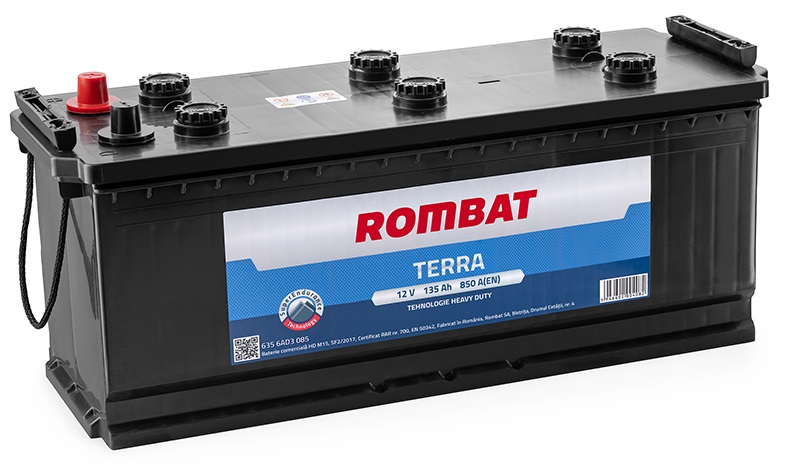 Baterie ROMBAT TERRA 6356AD3085 pentru camion, 135 Ah, 850 A, 12 V, 511 x 190 x 216 mm, borna dreapta minus