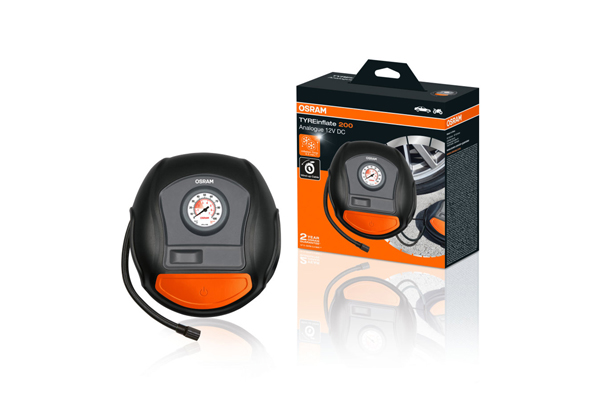 Compresor OSRAM TYREinflate 200 OTI200, auto aer, alimentare 12 V, 6.9 bar, 120 W, afișaj analogic