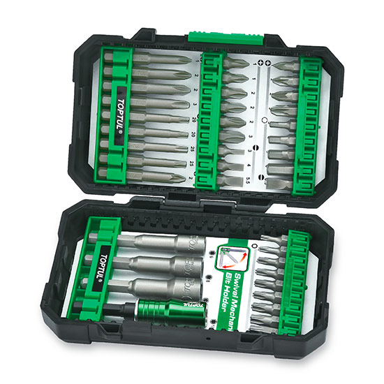Set TOPTUL GAEW4001, 40 biti pentru insurubare, prindere hex 1/4 inch, suport magnetic rapid, cutie depozitare