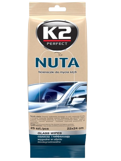 Set 25 șervețele umede pentru curățare geamuri K2 NUTA K500, 22 x 24 cm, fără urme