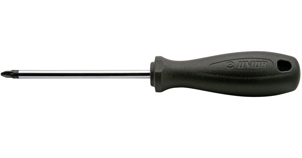 Șurubelniță 616393 UNIOR, profil pozidrive, deschidere PZ0, dimensiuni 0x60 mm, tijă oțel vanadiu, vârf brunat, mâner ergonomic