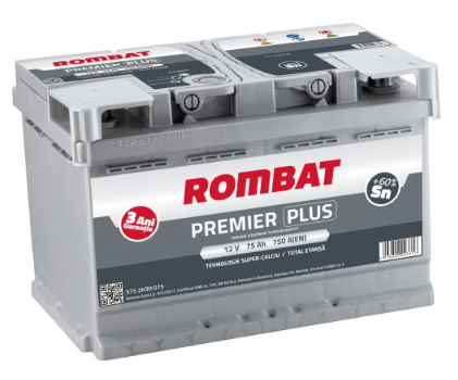 Baterie auto PREMIER PLUS ROMBAT 5752K30075, 75 AH, 750 A, 12 V, 278 x 175 x 190 mm