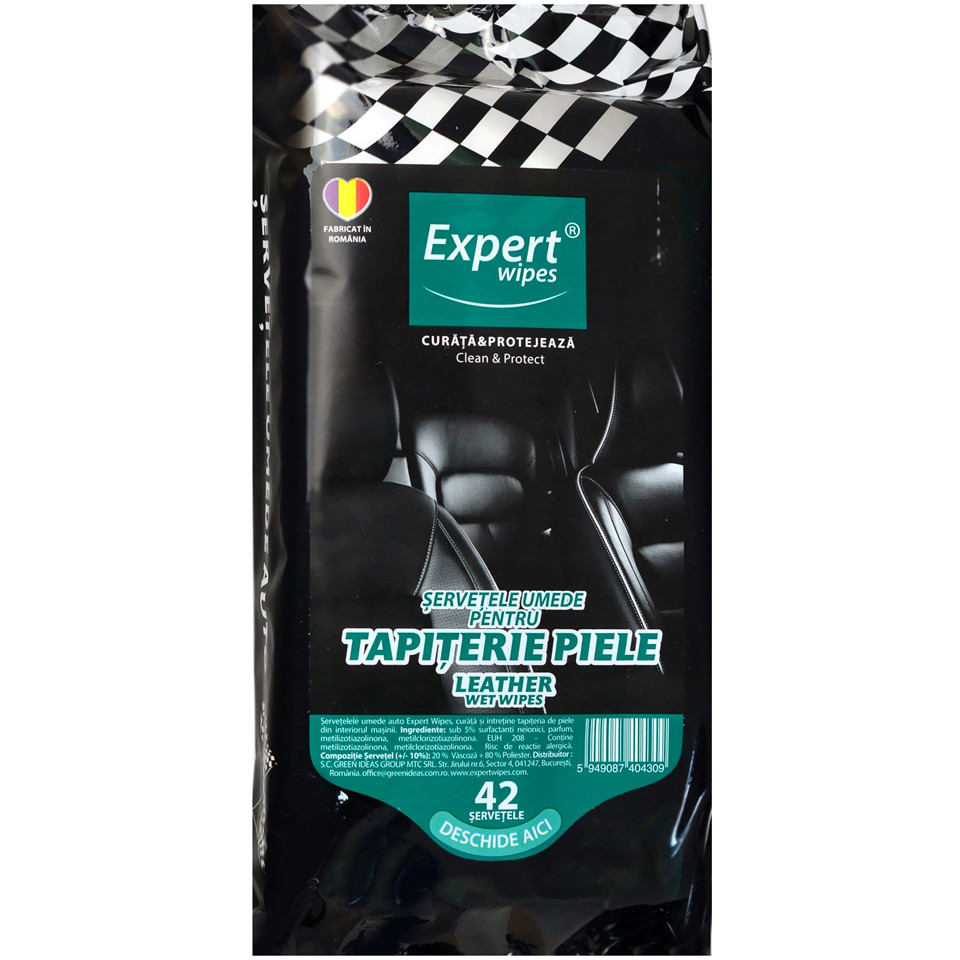 Expert wipes | Șervețele umede pentru tapițerie de piele, 42 bucăți