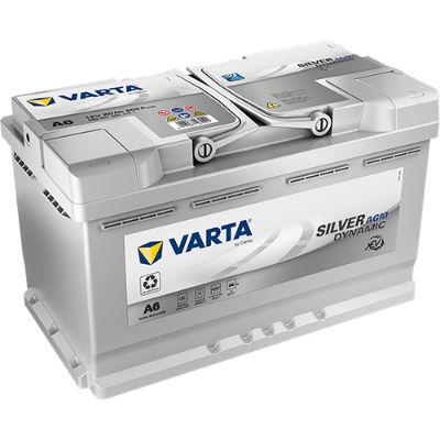 Baterie VARTA AGM Silver Dynamic xEV A6 580901080J382, 12 V, 80 Ah, 800 A, 315x175x190 mm