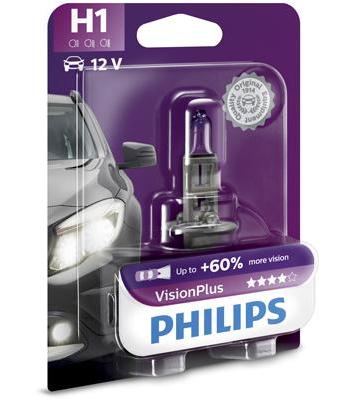 Bec auto H1 12V 55W Vision Plus PHILIPS 12258VPB1 pentru faruri