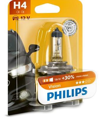 Bec Auto Philips H4 P43T 60/55W 12V Vision, Blister, Model 12342PRB1
