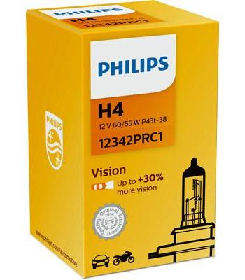Bec auto pentru far H4 60/55W 12V, model Vision, ambalaj cutie, PHILIPS 12342PRC1