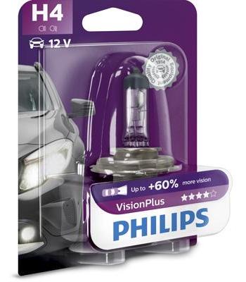 Bec auto pentru far H4 P43T 60/55W 12V, Vision Plus PHILIPS 12342VPB1