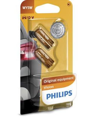 Set de 2 becuri semnalizatoare fără soclu WY5W 12V, PHILIPS 12396NAB2