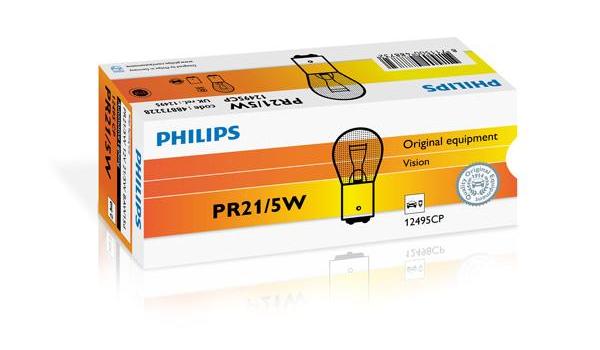 Bec roșu incandescent pentru frână PR21/5W 12V, BAW15d, PHILIPS 12495CP