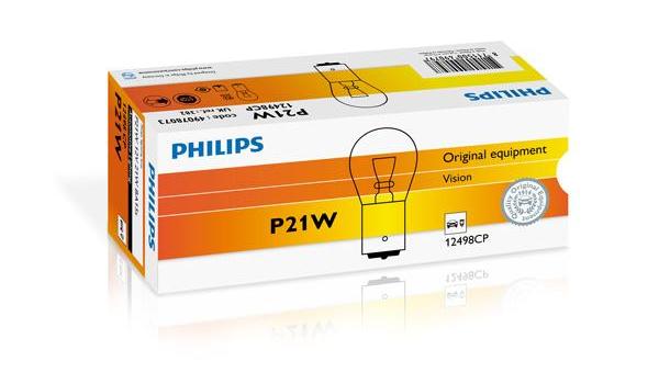 Bec semnalizare auto PHILIPS, model P21W 12V, soclu BA15s, cod 12498CP