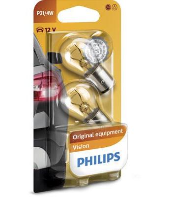 Set de 2 becuri stop frână P21/4W, 12V, blister, PHILIPS 12594B2