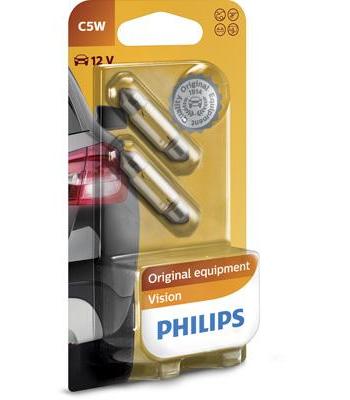 Set 2 Becuri 12V C5W Festoon Vision, Blister, PHILIPS 12844B2