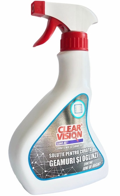 Sigur, iată cum ar suna: Soluție CLEAR VISION CVC03 pentru curățat geamuri și oglinzi, cu ioni de argint, recipient cu pulverizator, 500 ml