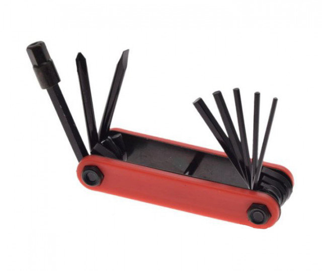 Cheie multifuncțională cu 8 funcții, culoare roșie