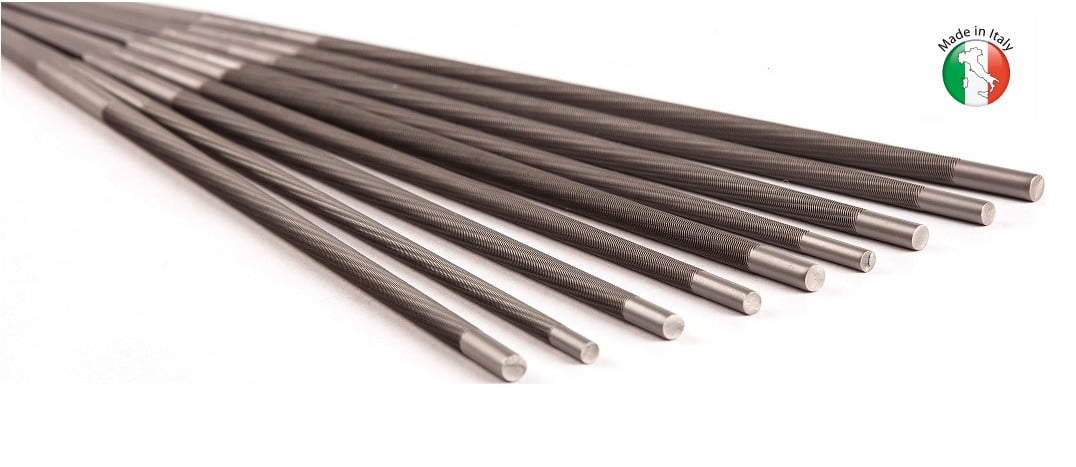 Set de 12 pile pentru ascuțit lanț de drujbă, diametru 5/32" (4,0 mm)