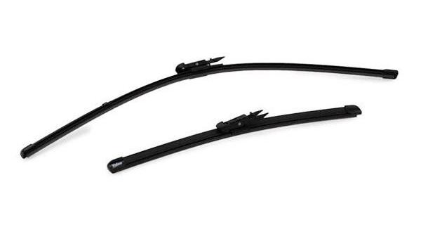 Set de ștergătoare parbriz Valeo Silencio X.TRM Flat Blade 574388, lungimi 600 mm și 380 mm, fără carcasă, cu spoiler