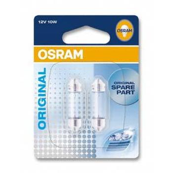 Set de 2 becuri pentru iluminarea numărului de înmatriculare, 12V, C10W, originale, ambalate în blister, OSRAM 6411-02B