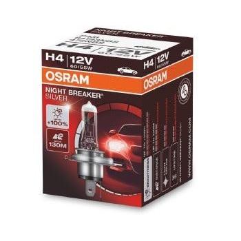 Bec Auto OSRAM H4 12V 60/55W Night Breaker Silver +100% Luminozitate, Model 64193NBS