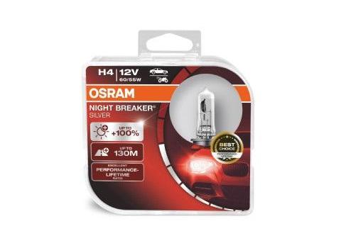 Set de 2 Becuri H4 12V 60/55W P43t NIGHT BREAKER SILVER OSRAM 64193NBS DUO Pack