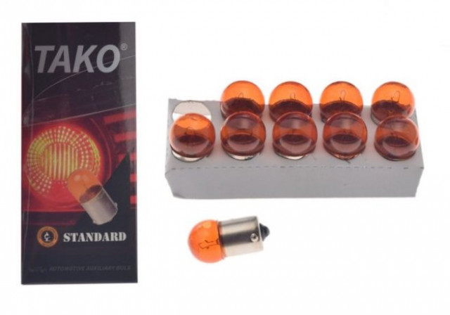Set 10 becuri 12V 5W BA15S (portocaliu)