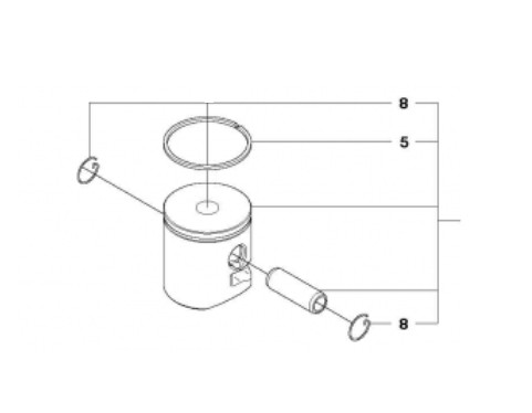Piston original complet pentru drujba Husqvarna 130, 135 Mark II