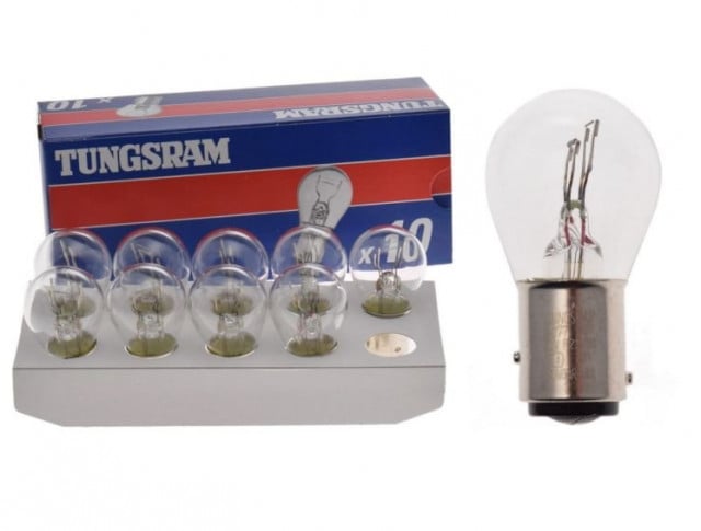 Set 10 becuri 12V 21/5W BAY15D Tungsram