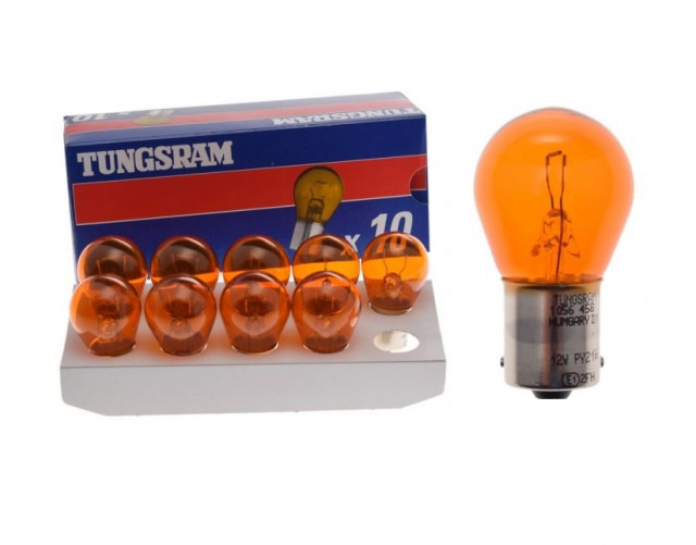 Set 10 becuri 12V 21W BAU15S Tungsram (portocaliu)