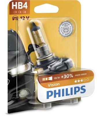 Bec far principal HB4 51W 12V P22D, Philips Vision, Model 9006PRB1, Ambalaj Blister